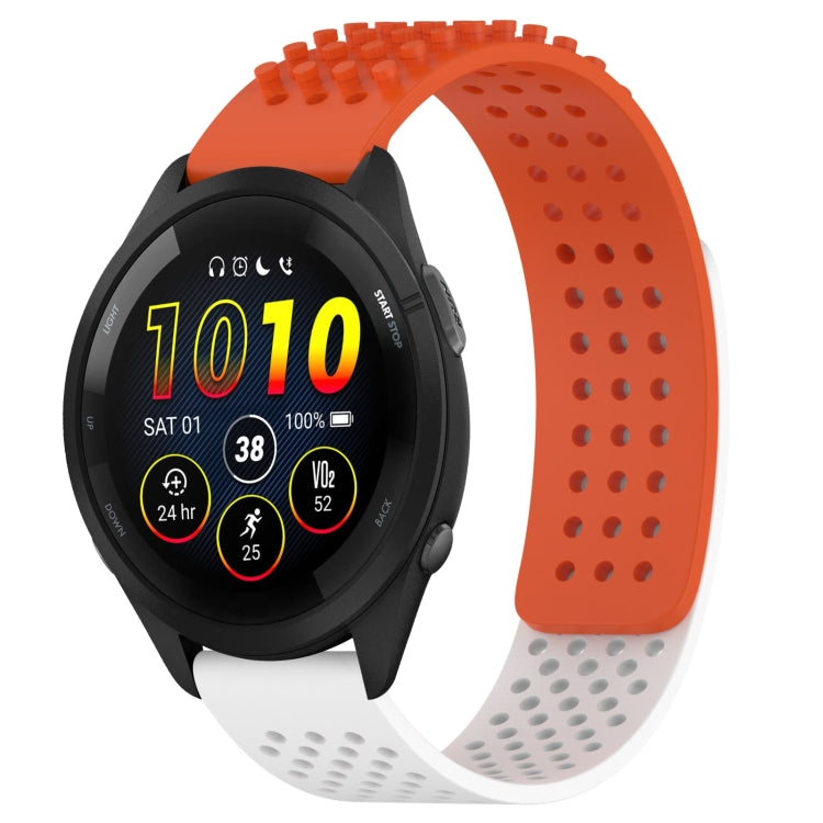 For Garmin Forerunner 265 22mm Holes Breathable 3D Dots Silicone Watch Band(Orange+White) - Watch Bands by PMC TechLife | Online Shopping South Africa | PMC TechLife