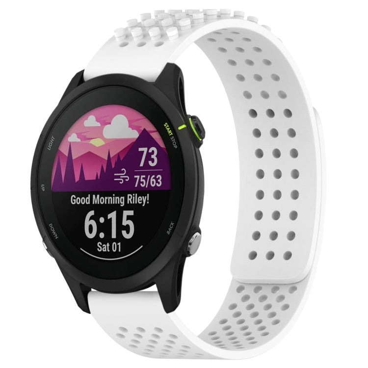 For Garmin Forerunner 255 Music 22mm Holes Breathable 3D Dots Silicone Watch Band(White) - Watch Bands by PMC TechLife | Online Shopping South Africa | PMC TechLife