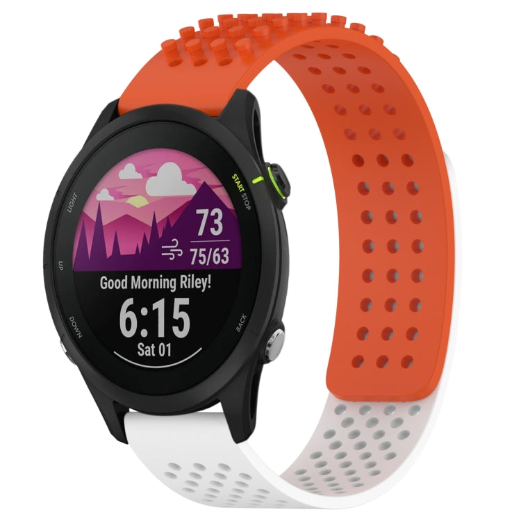 For Garmin Forerunner 255 Music 22mm Holes Breathable 3D Dots Silicone Watch Band(Orange+White) - Watch Bands by PMC TechLife | Online Shopping South Africa | PMC TechLife