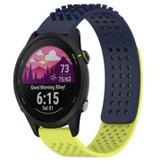 For Garmin Forerunner 255 Music 22mm Holes Breathable 3D Dots Silicone Watch Band(Midnight Blue+Lime Green)