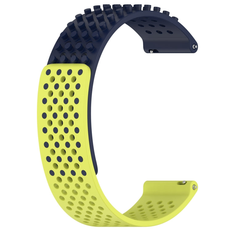 For Garmin Forerunner 255 Music 22mm Holes Breathable 3D Dots Silicone Watch Band(Midnight Blue+Lime Green)