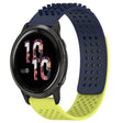 For Garmin Venu 2 22mm Holes Breathable 3D Dots Silicone Watch Band(Midnight Blue+Lime Green) - Watch Bands by PMC TechLife | Online Shopping South Africa | PMC TechLife