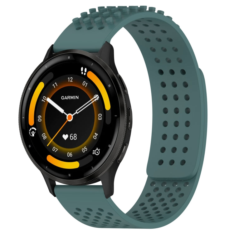 For Garmin Venu 3 22mm Holes Breathable 3D Dots Silicone Watch Band(Olive Green) - Watch Bands by PMC TechLife | Online Shopping South Africa | PMC TechLife