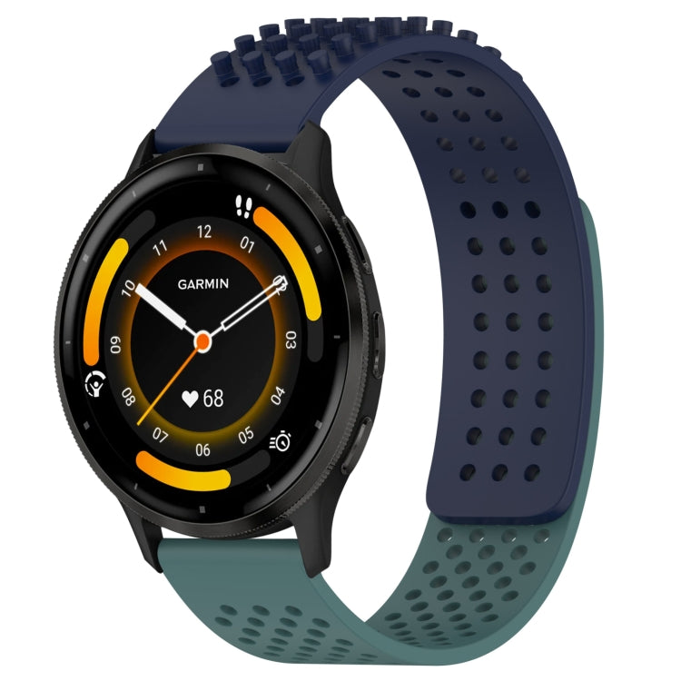 For Garmin Venu 3 22mm Holes Breathable 3D Dots Silicone Watch Band(Midnight Blue+Olive Green) - Watch Bands by PMC TechLife | Online Shopping South Africa | PMC TechLife