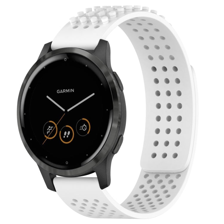 For Garmin Vivoactive 4 22mm Holes Breathable 3D Dots Silicone Watch Band(White) - Watch Bands by PMC TechLife | Online Shopping South Africa | PMC TechLife