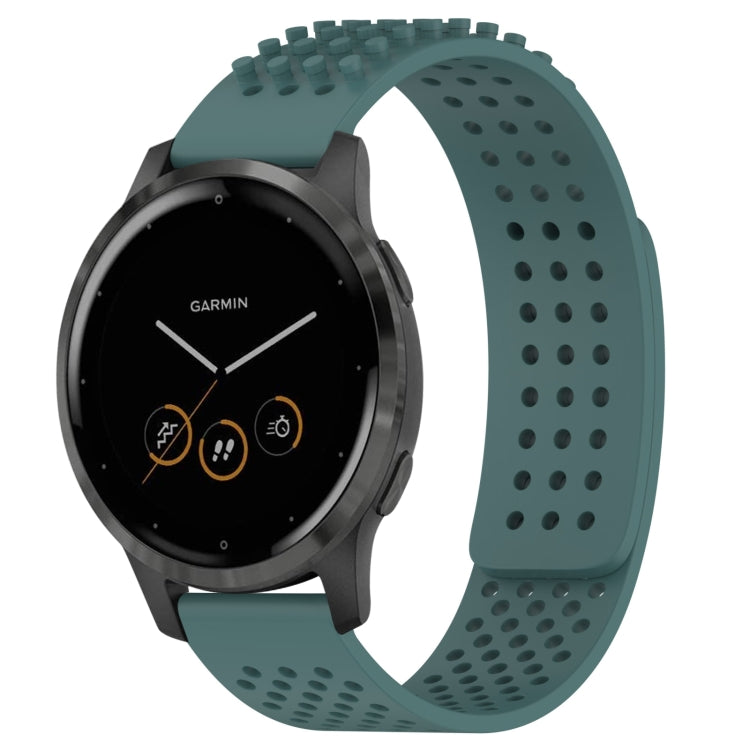 For Garmin Vivoactive 4 22mm Holes Breathable 3D Dots Silicone Watch Band(Olive Green) - Watch Bands by PMC TechLife | Online Shopping South Africa | PMC TechLife