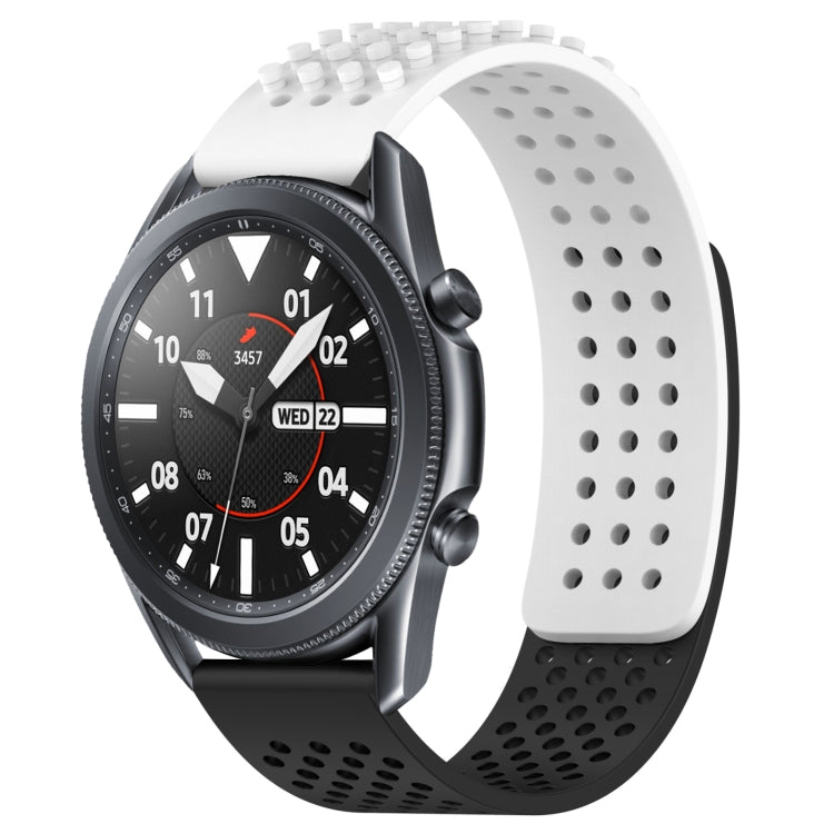 For Samsung Galaxy Watch3 45mm 22mm Holes Breathable 3D Dots Silicone Watch Band(White+Black) - Watch Bands by PMC TechLife | Online Shopping South Africa | PMC TechLife