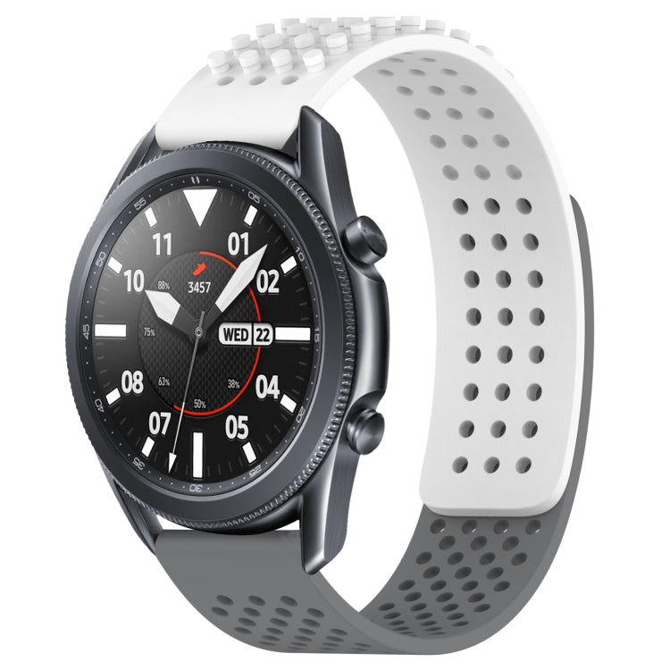 For Samsung Galaxy Watch3 45mm 22mm Holes Breathable 3D Dots Silicone Watch Band(White+Grey) - Watch Bands by PMC TechLife | Online Shopping South Africa | PMC TechLife