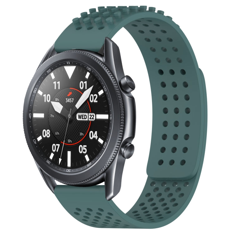 For Samsung Galaxy Watch3 45mm 22mm Holes Breathable 3D Dots Silicone Watch Band(Olive Green) - Watch Bands by PMC TechLife | Online Shopping South Africa | PMC TechLife