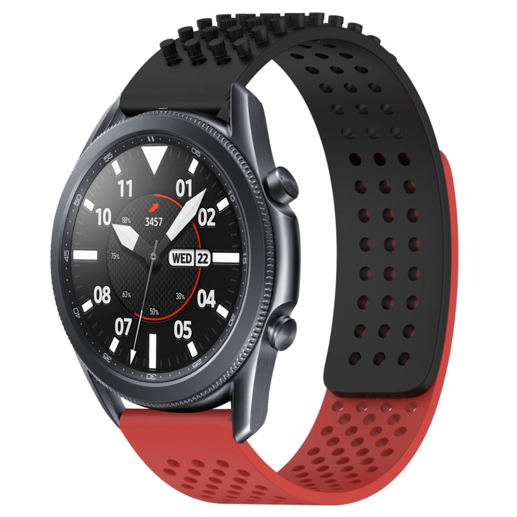 For Samsung Galaxy Watch3 45mm 22mm Holes Breathable 3D Dots Silicone Watch Band(Black+Red) - Watch Bands by PMC TechLife | Online Shopping South Africa | PMC TechLife