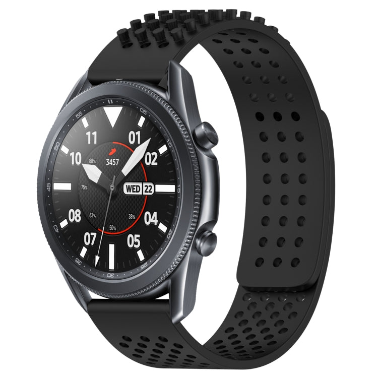 For Samsung Galaxy Watch3 45mm 22mm Holes Breathable 3D Dots Silicone Watch Band(Black) - Watch Bands by PMC TechLife | Online Shopping South Africa | PMC TechLife