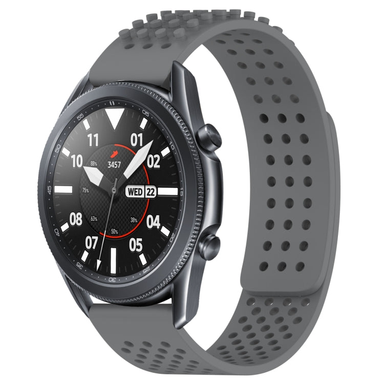 For Samsung Galaxy Watch3 45mm 22mm Holes Breathable 3D Dots Silicone Watch Band(Grey) - Watch Bands by PMC TechLife | Online Shopping South Africa | PMC TechLife