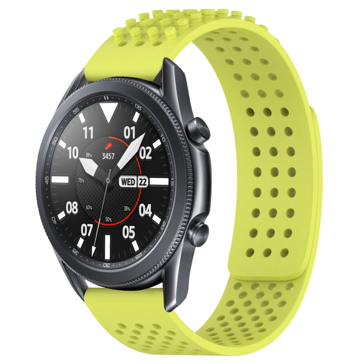 For Samsung Galaxy Watch3 45mm 22mm Holes Breathable 3D Dots Silicone Watch Band(Lime Green) - Watch Bands by PMC TechLife | Online Shopping South Africa | PMC TechLife