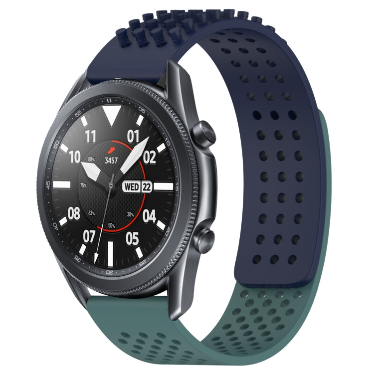 For Samsung Galaxy Watch3 45mm 22mm Holes Breathable 3D Dots Silicone Watch Band(Midnight Blue+Olive Green) - free shipping - PMC TechLife - Order now!
