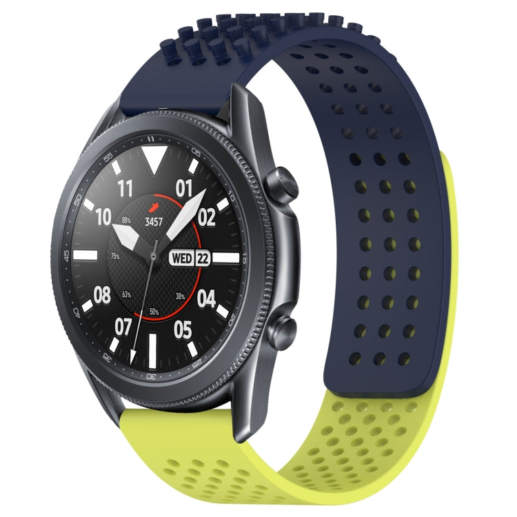 For Samsung Galaxy Watch3 45mm 22mm Holes Breathable 3D Dots Silicone Watch Band(Midnight Blue+Lime Green) - Watch Bands by PMC TechLife | Online Shopping South Africa | PMC TechLife