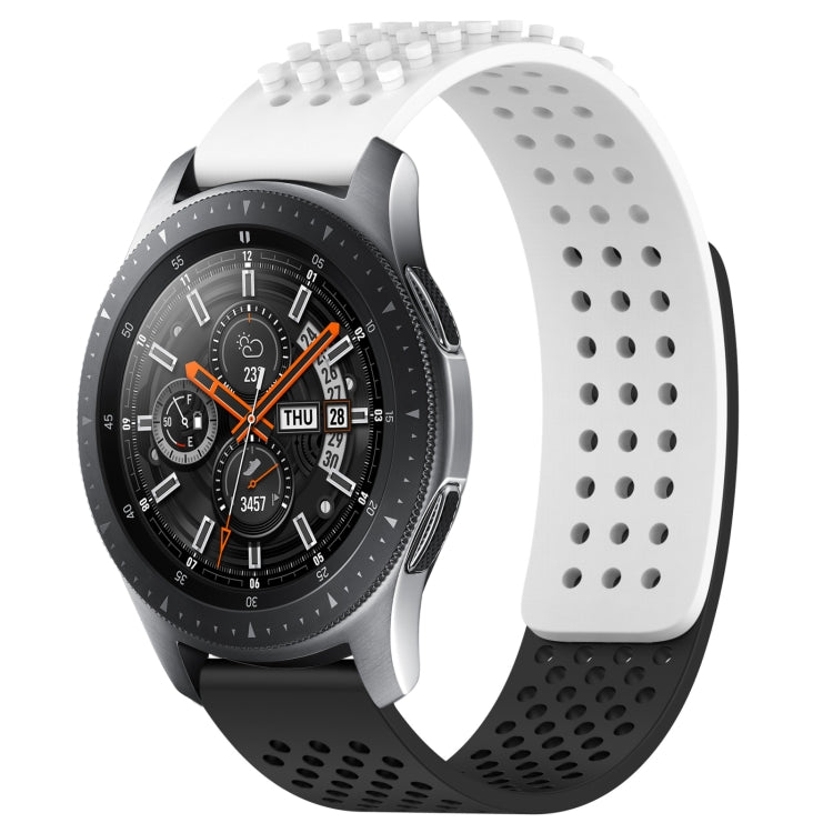 For Samsung Galaxy Watch 46mm 22mm Holes Breathable 3D Dots Silicone Watch Band(White+Black) - Watch Bands by PMC TechLife | Online Shopping South Africa | PMC TechLife