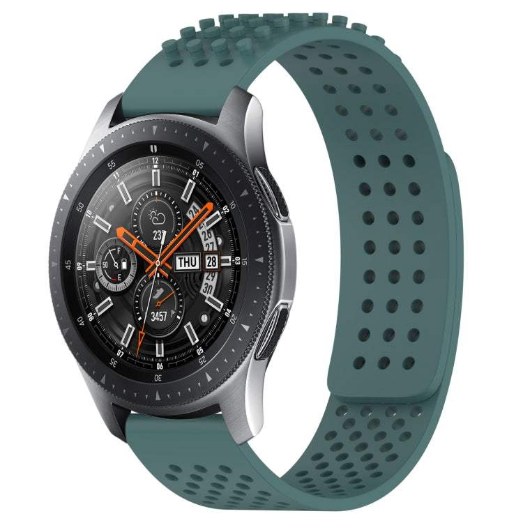 For Samsung Galaxy Watch 46mm 22mm Holes Breathable 3D Dots Silicone Watch Band(Olive Green) - Watch Bands by PMC TechLife | Online Shopping South Africa | PMC TechLife