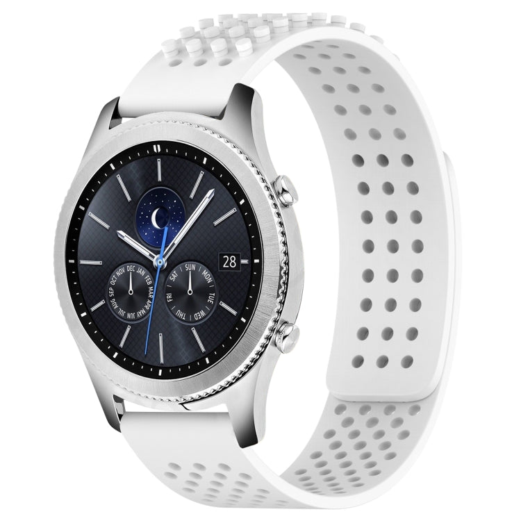 For Samsung Gear S3 Classic 22mm Holes Breathable 3D Dots Silicone Watch Band(White) - Watch Bands by PMC TechLife | Online Shopping South Africa | PMC TechLife