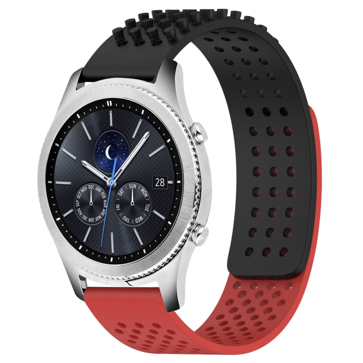 For Samsung Gear S3 Classic 22mm Holes Breathable 3D Dots Silicone Watch Band(Black+Red) - Watch Bands by PMC TechLife | Online Shopping South Africa | PMC TechLife