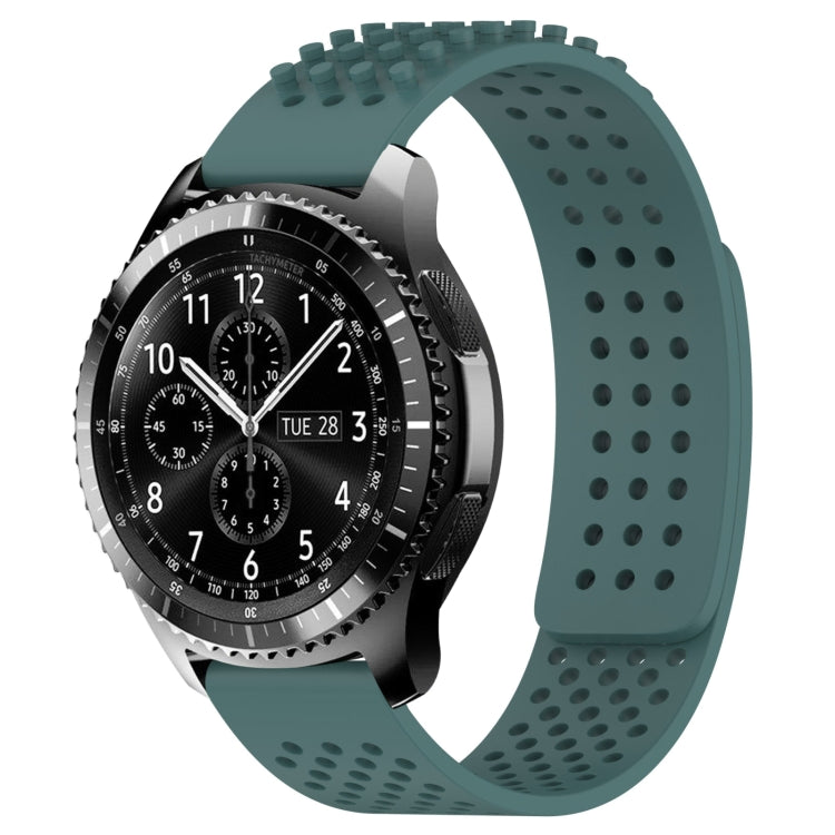 For Samsung Gear S3 Frontier 22mm Holes Breathable 3D Dots Silicone Watch Band(Olive Green) - free shipping - PMC TechLife - Order now!