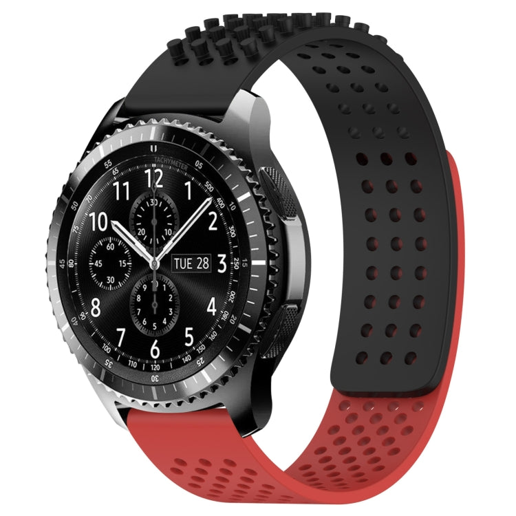 For Samsung Gear S3 Frontier 22mm Holes Breathable 3D Dots Silicone Watch Band(Black+Red) - Watch Bands by PMC TechLife | Online Shopping South Africa | PMC TechLife