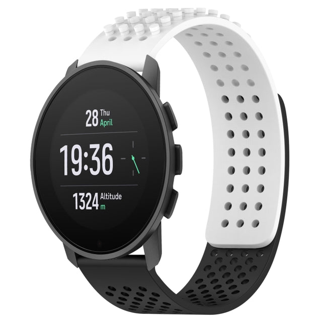For SUUNTO 9 Peak Pro 22mm Holes Breathable 3D Dots Silicone Watch Band(White+Black)
