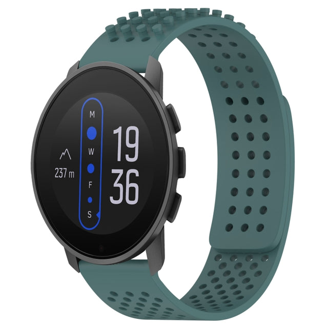 For  SUUNTO 9 Peak 22mm Holes Breathable 3D Dots Silicone Watch Band(Olive Green)