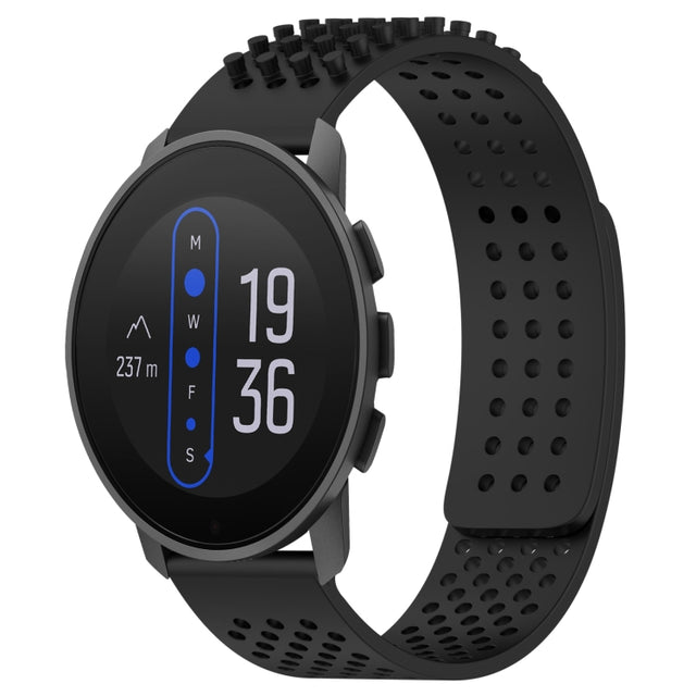 For  SUUNTO 9 Peak 22mm Holes Breathable 3D Dots Silicone Watch Band(Black)
