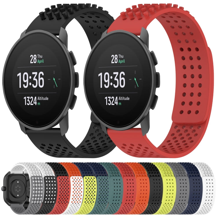 For  SUUNTO 9 Peak 22mm Holes Breathable 3D Dots Silicone Watch Band(Orange+White)