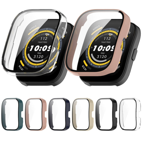 For Amazfit Bip 5 Tempered Film Integrated PC Watch Protective Case(Transparent)