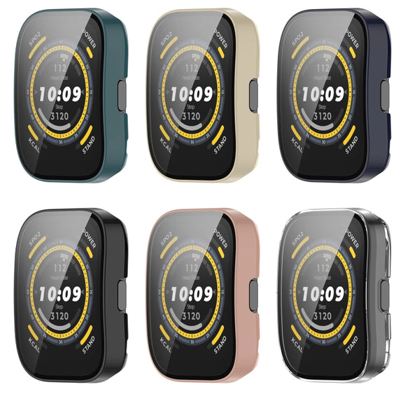 For Amazfit Bip 5 Tempered Film Integrated PC Watch Protective Case(Green)