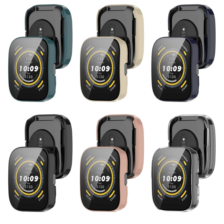 For Amazfit Bip 5 Tempered Film Integrated PC Watch Protective Case(Black) - Watch Cases by PMC TechLife | Online Shopping South Africa | PMC TechLife | Buy Now Pay Later Mobicred