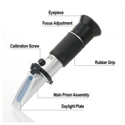 RZ121 Alcohol Refractometer Grape Wine Sugar Content 0~25% Alcohol Concentration 0~40% Brix Tester Meter ATC Handheld Tool