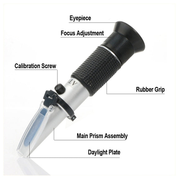 RZ121 Alcohol Refractometer Grape Wine Sugar Content 0~25% Alcohol Concentration 0~40% Brix Tester Meter ATC Handheld Tool