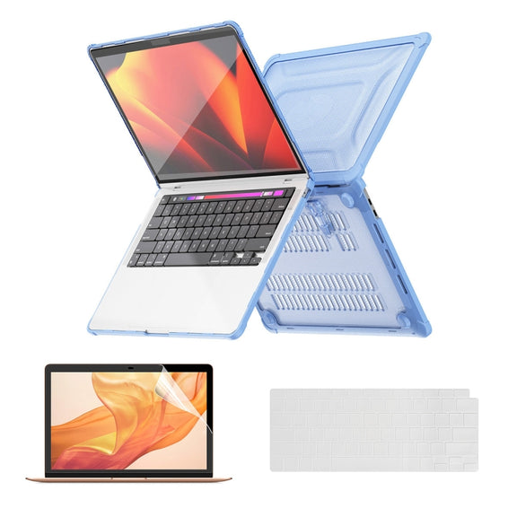 For MacBook Air 13.3 A2179/A2337 ENKAY Hat-Prince 3 in 1 Protective Bracket Case Cover Hard Shell with TPU Keyboard Film / PET Screen Protector, Version:US(Light Blue)