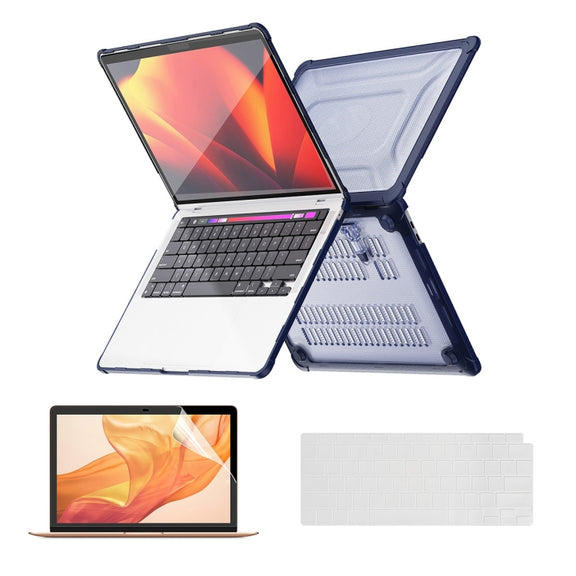 For MacBook Air 13.3 A2179/A2337 ENKAY Hat-Prince 3 in 1 Protective Bracket Case Cover Hard Shell with TPU Keyboard Film / PET Screen Protector, Version:US(Dark Blue)