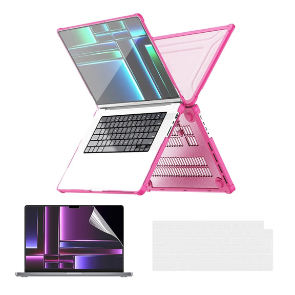 For MacBook Pro 14.2 A2442/A2779 ENKAY Hat-Prince 3 in 1 Protective Bracket Case Cover Hard Shell with TPU Keyboard Film / PET Screen Protector, Version:US(Pink)
