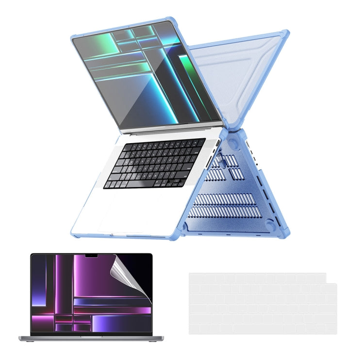 For MacBook Pro 14.2 A2442/A2779 ENKAY Hat-Prince 3 in 1 Protective Bracket Case Cover Hard Shell with TPU Keyboard Film / PET Screen Protector, Version:US(Light Blue) - free shipping - PMC Jewellery - Order now!