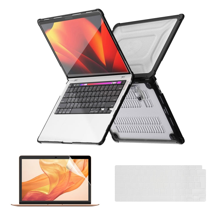 For MacBook Air 13.3 A2179/A2337 ENKAY Hat-Prince 3 in 1 Protective Bracket Case Cover Hard Shell with TPU Keyboard Film / PET Screen Protector, Version:EU(Black) - free shipping - PMC Jewellery - Order now!
