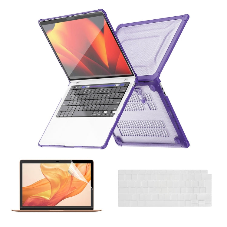 For MacBook Air 13.3 A2179/A2337 ENKAY Hat-Prince 3 in 1 Protective Bracket Case Cover Hard Shell with TPU Keyboard Film / PET Screen Protector, Version:EU(Purple) - free shipping - PMC Jewellery - Order now!