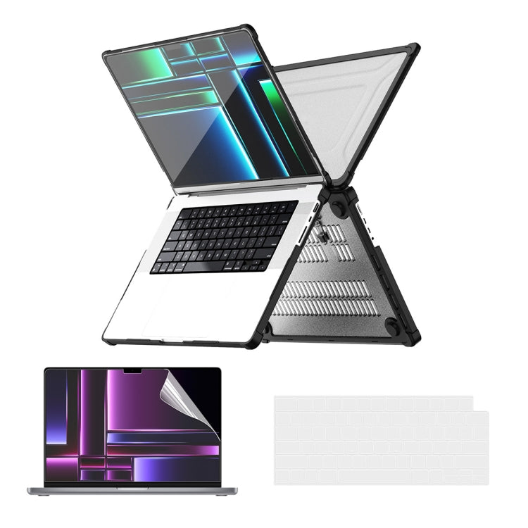 For MacBook Pro 14.2 A2442/A2779 ENKAY Hat-Prince 3 in 1 Protective Bracket Case Cover Hard Shell with TPU Keyboard Film / PET Screen Protector, Version:EU(Black) - free shipping - PMC Jewellery - Order now!