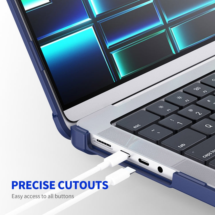 For MacBook Pro 14.2 A2442/A2779 ENKAY Hat-Prince 3 in 1 Protective Bracket Case Cover Hard Shell with TPU Keyboard Film / PET Screen Protector, Version:EU(Dark Blue) - free shipping - PMC Jewellery - Order now!