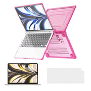 For MacBook Air 13.6 2022/2024  A2681 (M2) / A3113  (M3) A2681 ENKAY Hat-Prince 3 in 1 Protective Bracket Case Cover Hard Shell with TPU Keyboard Film / PET Screen Protector, Version:EU(Pink)