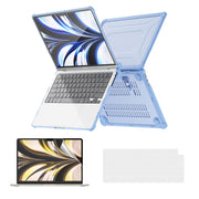 For MacBook Air 13.6 2022/2024  A2681 (M2) / A3113  (M3) ENKAY Hat-Prince 3 in 1 Protective Bracket Case Cover Hard Shell with TPU Keyboard Film / PET Screen Protector, Version:EU(Light Blue)