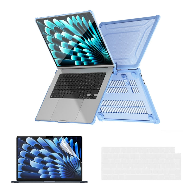 For MacBook Air 15.3 A2941/M3 2024 A3114 ENKAY Hat-Prince 3 in 1 Protective Bracket Case Cover Hard Shell with TPU Keyboard Film / PET Screen Protector, Version:EU(Light Blue) - free shipping - PMC TechLife - Order now!