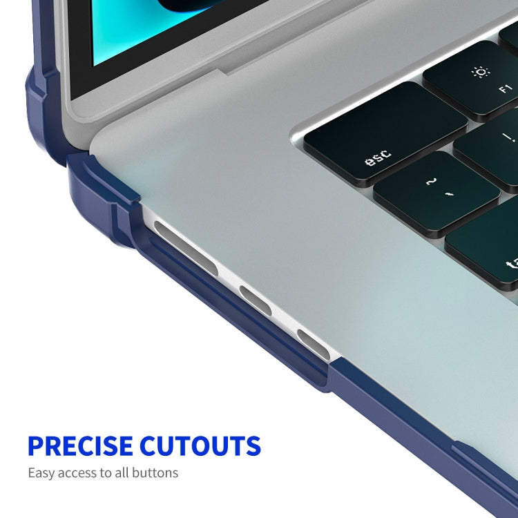 For MacBook Air 15.3 A2941/M3 2024 A3114 ENKAY Hat-Prince 3 in 1 Protective Bracket Case Cover Hard Shell with TPU Keyboard Film / PET Screen Protector, Version:EU(Dark Blue)