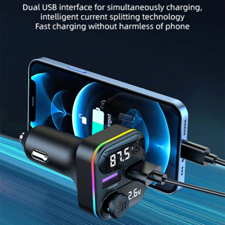 C37 Car QC3.0 20W Fast Charger LED Backlit Atmosphere Light MP3 Player Bluetooth FM Transmitter - Bluetooth Car Kits by PMC TechLife | Online Shopping South Africa | PMC TechLife | Buy Now Pay Later Mobicred
