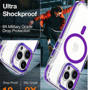 For iPhone 15 Plus Dual-color MagSafe TPU Hybrid Clear PC Shockproof Phone Case(Purple)