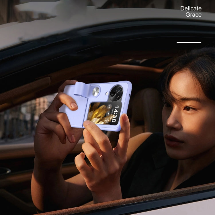 For OPPO  Find N3 Flip Hand Strap Plain Leather Phone Case(Purple) - Find N3 Flip Cases by PMC TechLife | Online Shopping South Africa | PMC TechLife