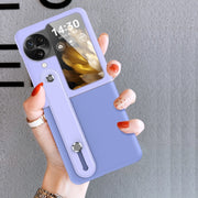 For OPPO Find N3 Flip Wrist-strap Plain Leather Phone Case(Gourin)
